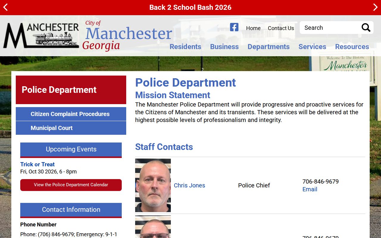 Manchester criminal history source at Manchester Police Department
