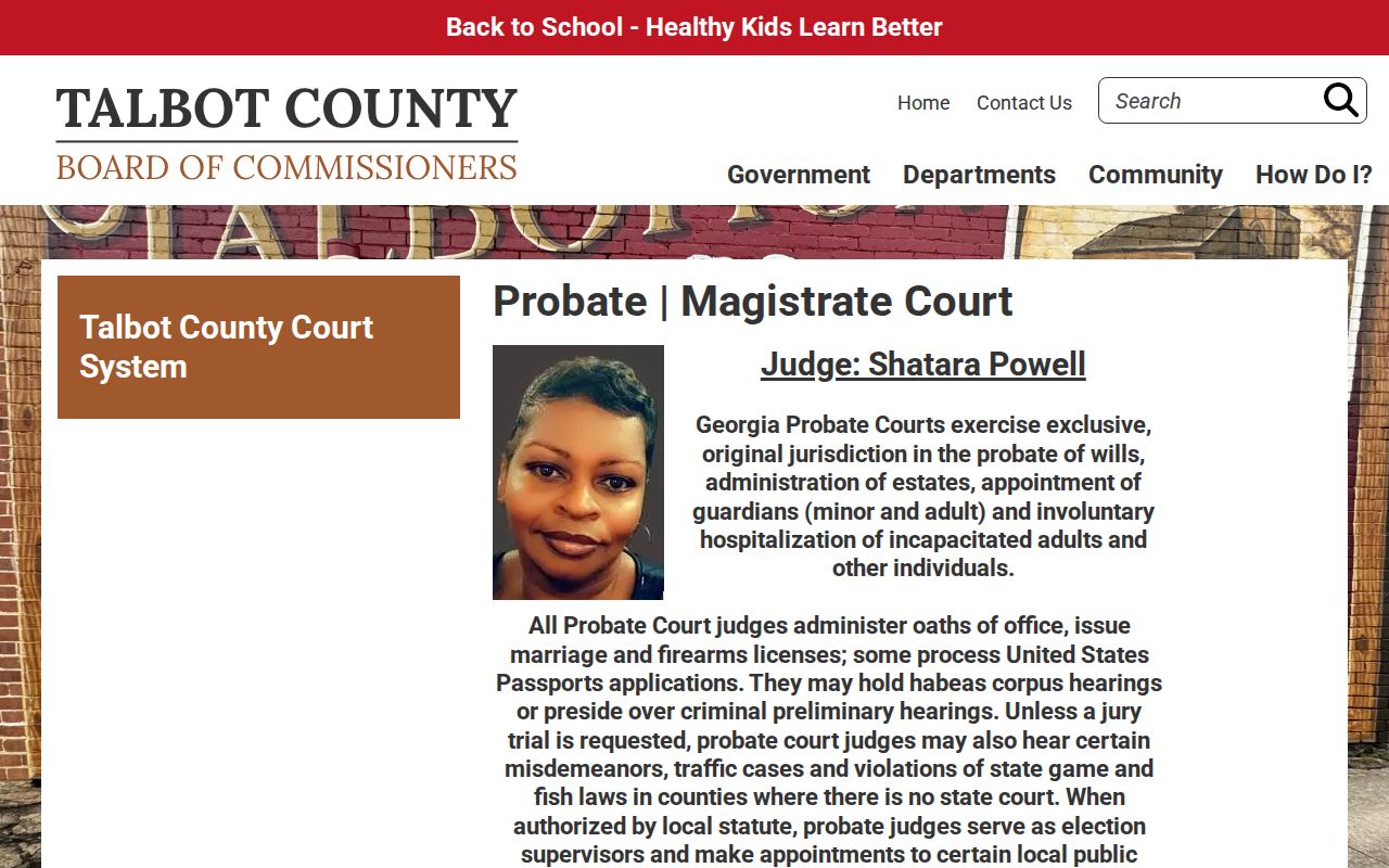Talbot County criminal records in Probate and Magistrate Court
