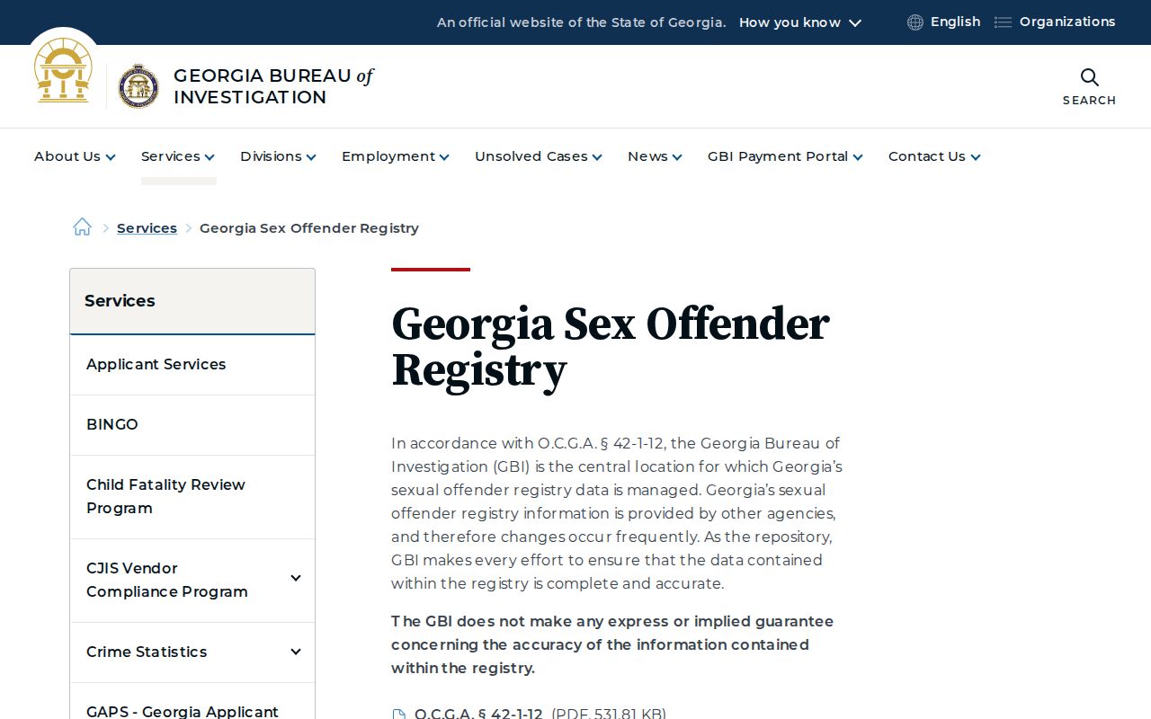Talbot County sex offender check on the GBI registry overview