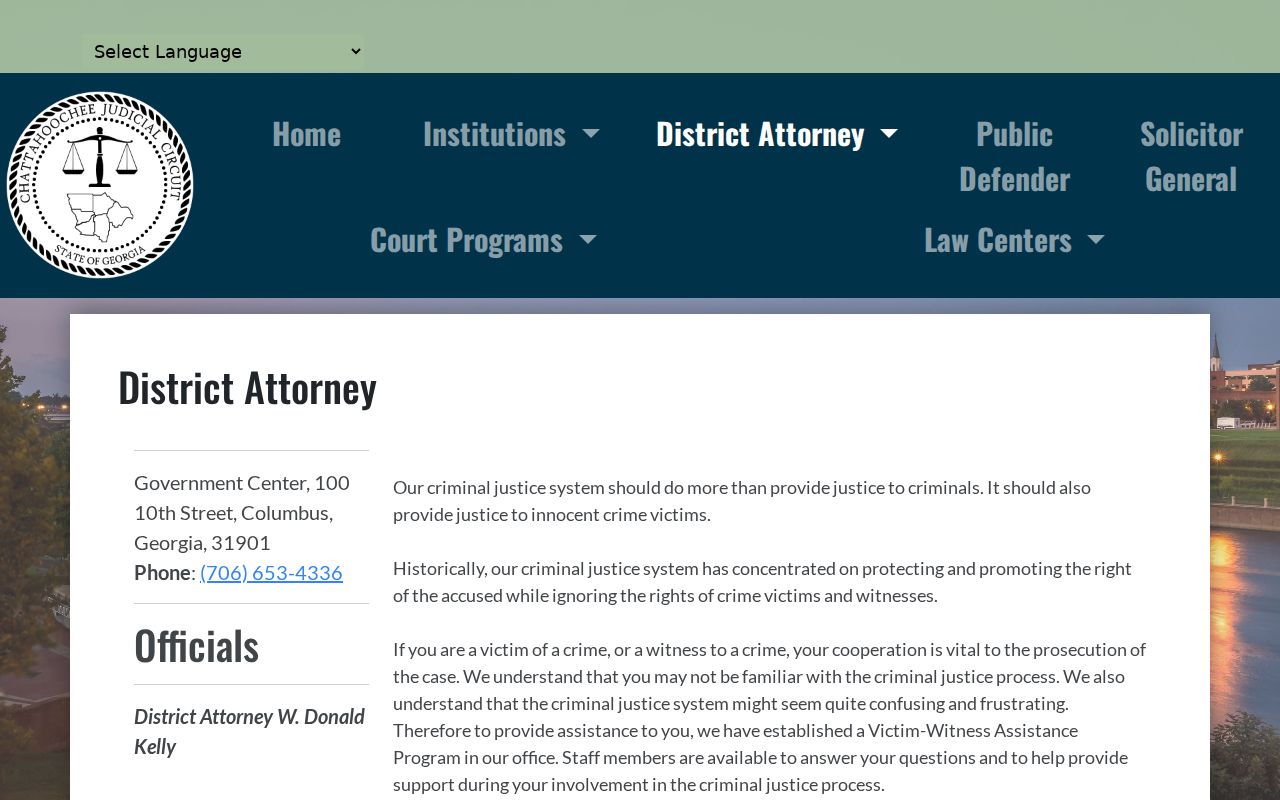 Chattahoochee Judicial Circuit district attorney information for Talbotton cases